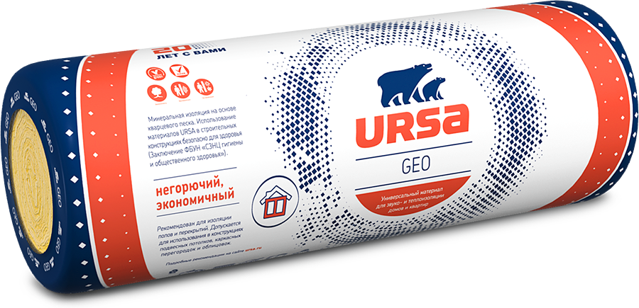 Теплоизоляция Ursa Geo Лайт 6250х1200х50 мм